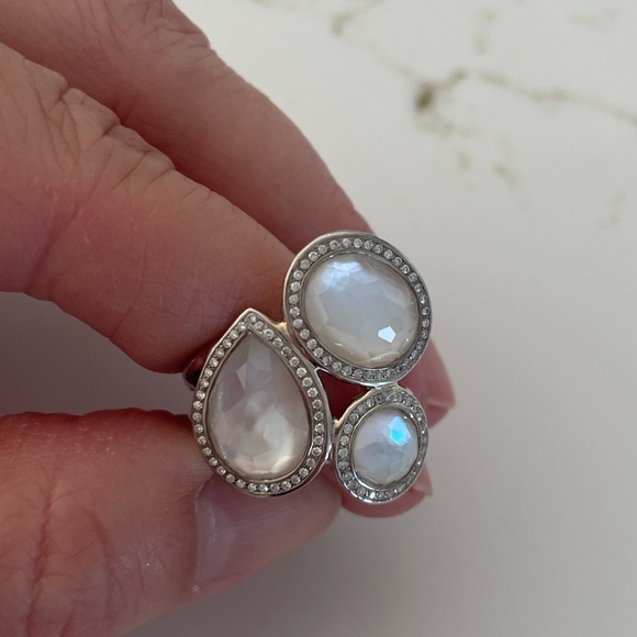 Ippolita mother of pearl/diamond cluster ring - Picture 1 of 7